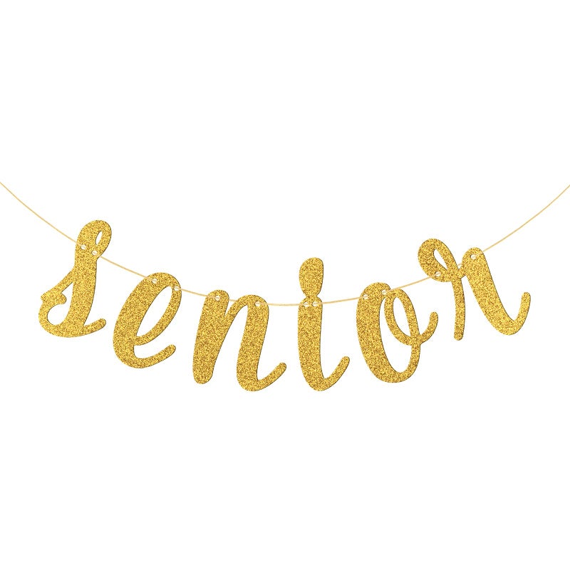 WeBenison Senior Banner Masters Smart Congratulations Banner Congrats Grad Party Bunting Decoration Supplies/Gold Glitter - Image 1